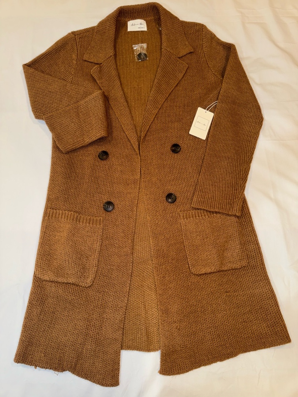 Active USA - Brown Longline Knit Coatigan L